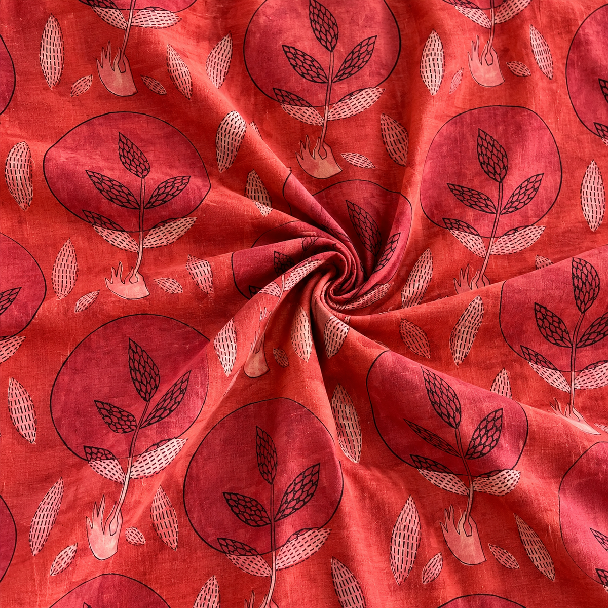 Pomegranate Peel Hand Block Print Cotton Fabric 02