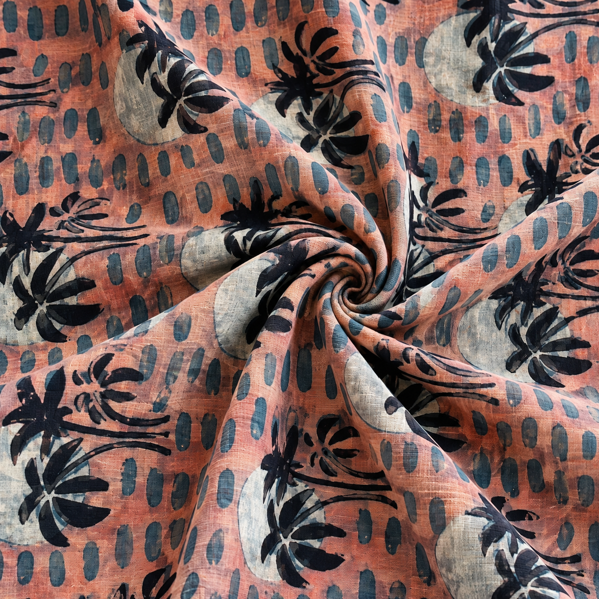 Pomegranate Peel Hand Block Print Cotton Fabric 07