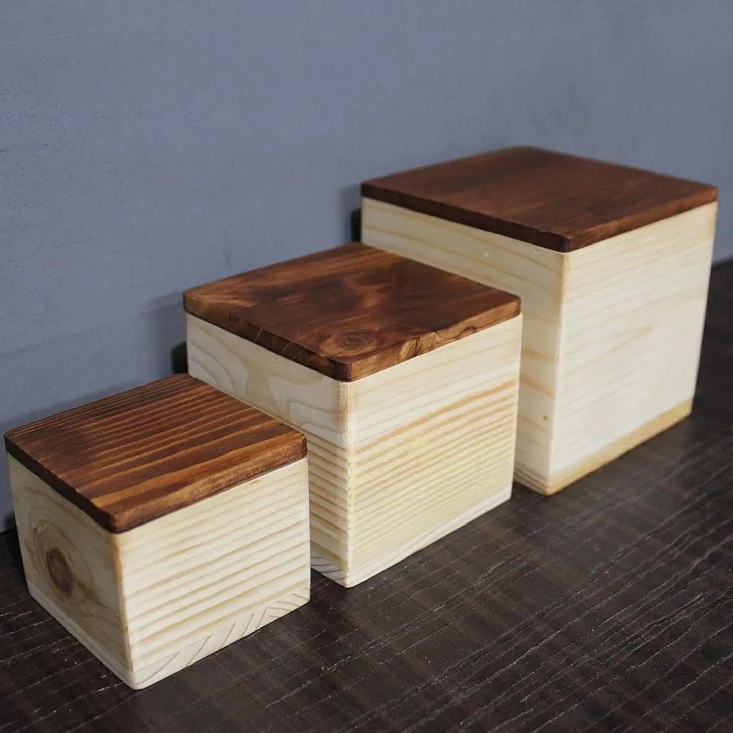 Handcrafted Wooden Box Set : Desktop / Tabletop Organizer : A Set Of 3 Boxes