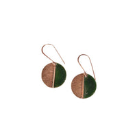 Hand Crafted Copper Enamel -  Kakan Green Earrings