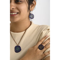 Hand Crafted Copper Enamel -  Vartul Blue Set Small