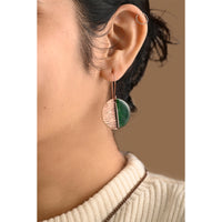 Hand Crafted Copper Enamel -  Kakan Green Earrings