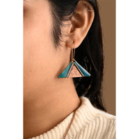 Hand Crafted Copper Enamel -  Triphuli Blue Earrings