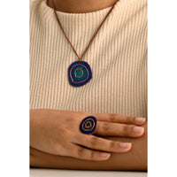 Hand Crafted Copper Enamel -  Vartul Blue Pendant