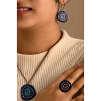 Hand Crafted Copper Enamel -  Vartul Blue Set Small