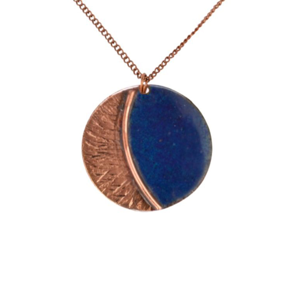 Hand Crafted Copper Enamel -  Kakan Blue Pendant