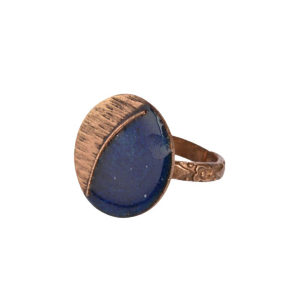 Hand Crafted Copper Enamel -  Kakan Blue Ring