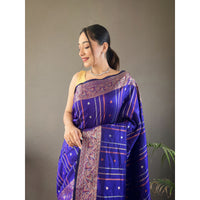 Blue - Nidhi Violet Silk Handwork Saree