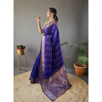 Blue - Nidhi Violet Silk Handwork Saree