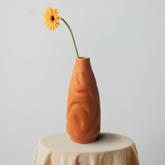 Handcrafted Terracotta Bot Short Profiled Flower Vase