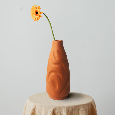 Handcrafted Terracotta Bot Short Profiled Flower Vase