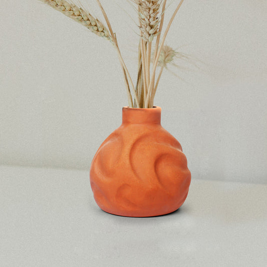 Handcrafted Terracotta Glo Small Organic Profiled Straight Flower Vase