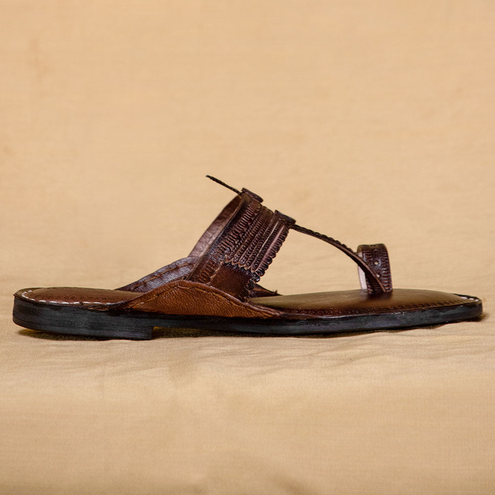 Chestnut - Women Elegance in Diversity: Classic Kolhapuri Leather Slippers