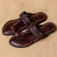 Chestnut - Women Elegance in Diversity: Classic Kolhapuri Leather Slippers