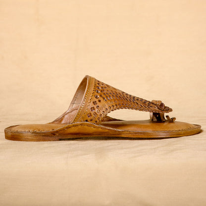 Orange Brown - Women Graceful Tradition: Classic Kolhapuri Leather Slippers