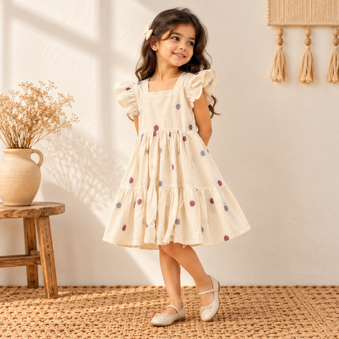 Pure Cotton Girls Tiered Frock Dress in Jacquard Weaving (3-4 Years) 27