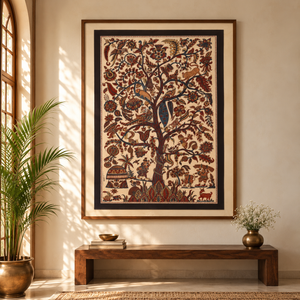 Kalamkari Art Wall Hanging with Tree of life Motif by Pitchuka Srinivas (72 x 60 in) 12