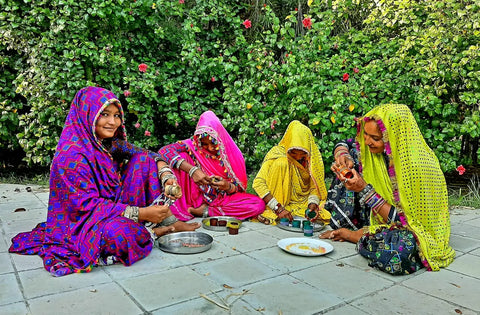 Handmade bead work natural bamboo tealight candle holder