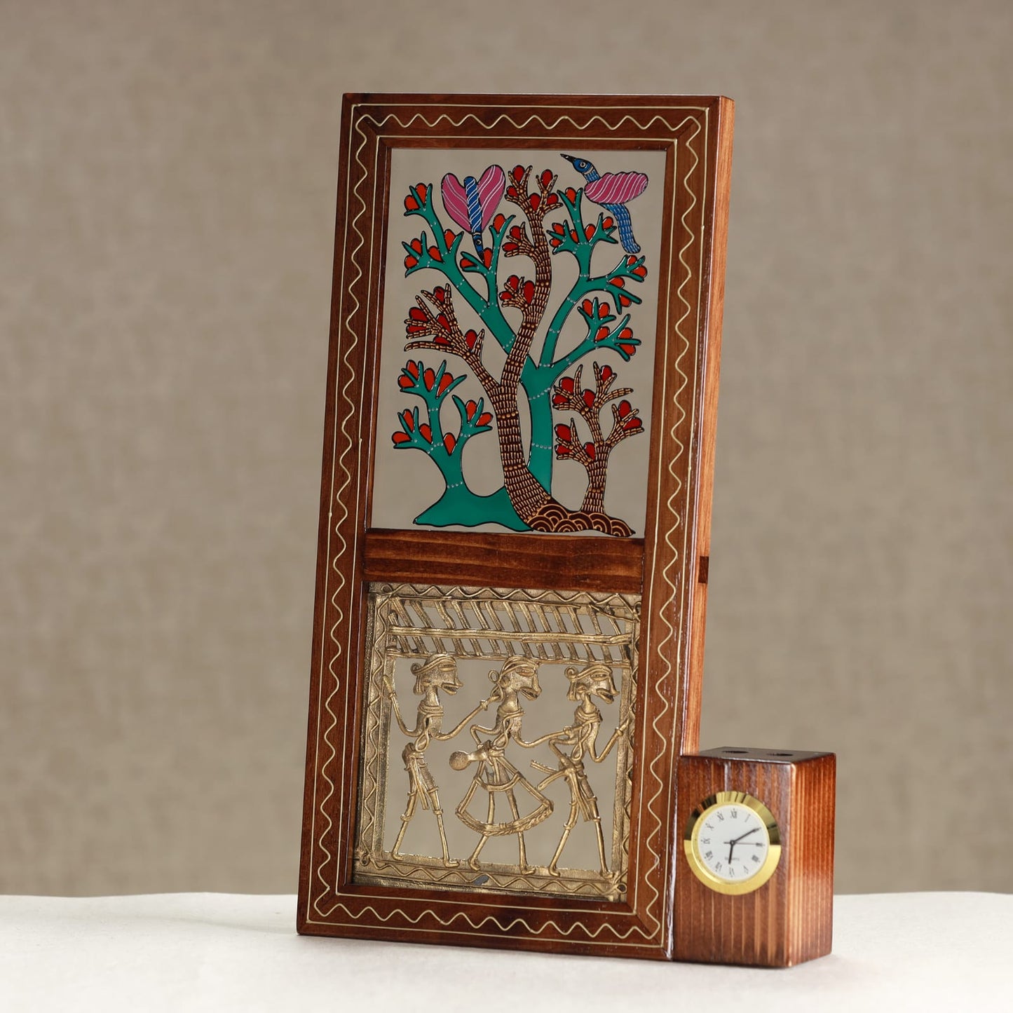 Agam - Table Artifact with Pen Stand and Clock