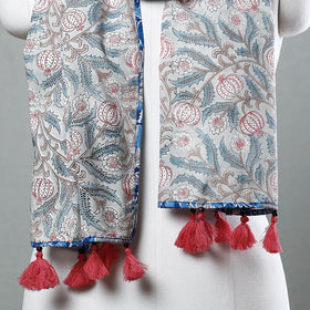 Buy Sanganeri Block Printed Cotton Stole with Tassels Online at iTokri.com