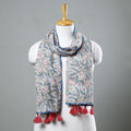 Buy Sanganeri Block Printed Cotton Stole with Tassels Online at iTokri.com