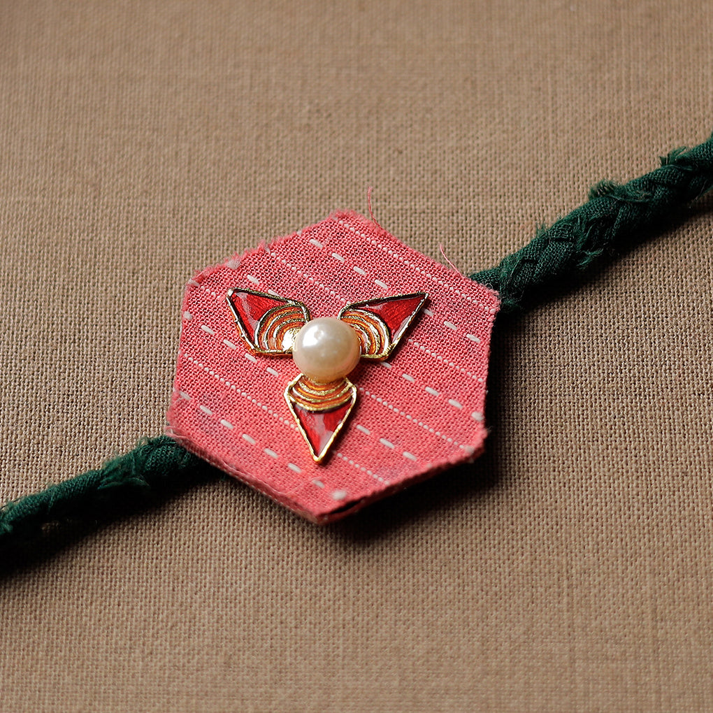 Handmade Meenakari Braided Rakhi 05