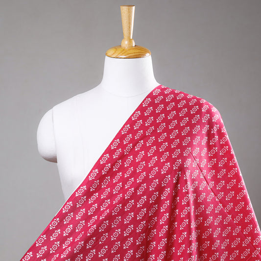 Ruby Red Motif Pattern Sanganeri Printed Cotton Fabric