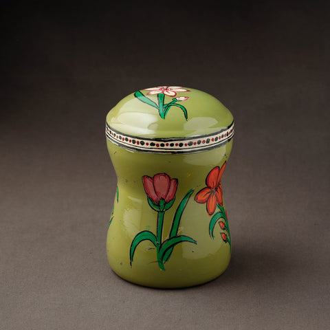 Green Kavad Handpainted Stainless Steel Multi Utility Canister