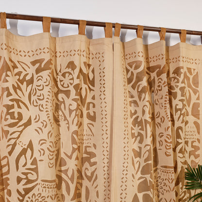 Brown - Applique Queen Cutwork Cotton Door Curtain from Barmer (7 x 3.5 feet) (single piece)