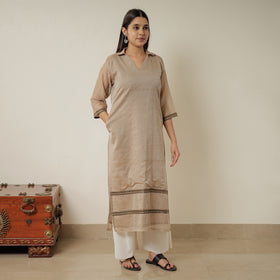 Brown - Dharwad Mercerised Cotton Straight Kurta 03