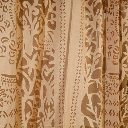Brown - Applique Queen Cutwork Cotton Door Curtain from Barmer (7 x 3.5 feet) (single piece)