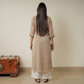 Brown - Dharwad Mercerised Cotton Straight Kurta 03