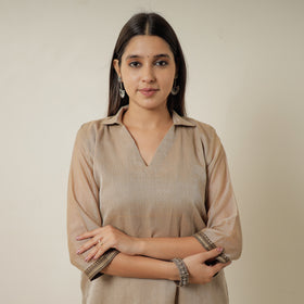 Brown - Dharwad Mercerised Cotton Straight Kurta 03