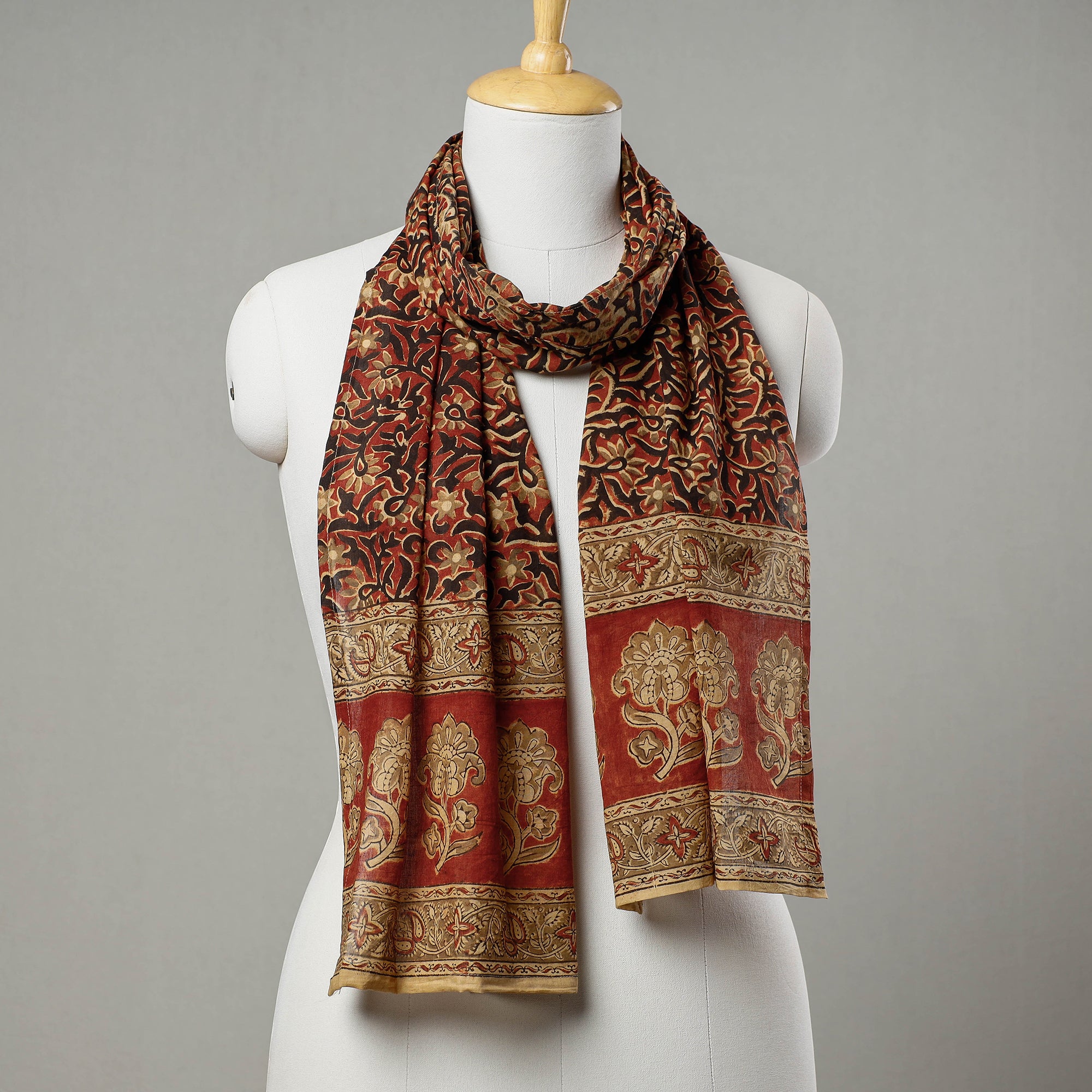 Buy Pedana Kalamkari Block Printed Cotton Stole Online at iTokri.com ...