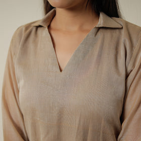 Brown - Dharwad Mercerised Cotton Straight Kurta 03
