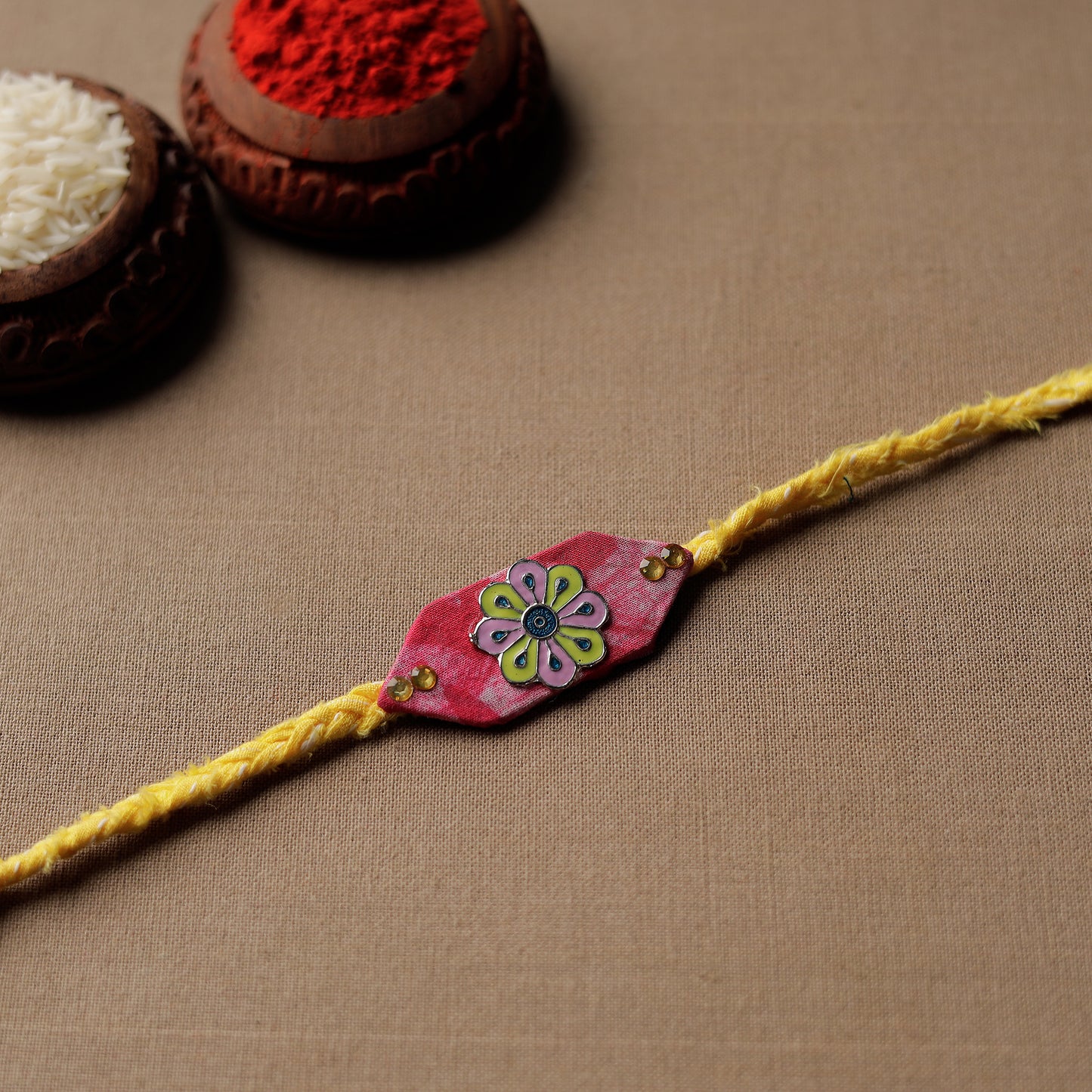 Handmade Meenakari Braided Rakhi 13