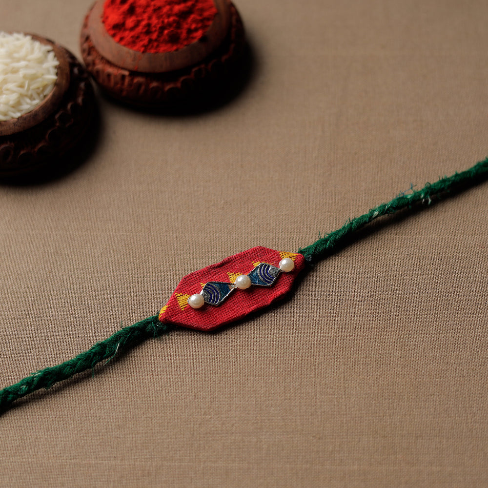 Handmade Meenakari Braided Rakhi 14