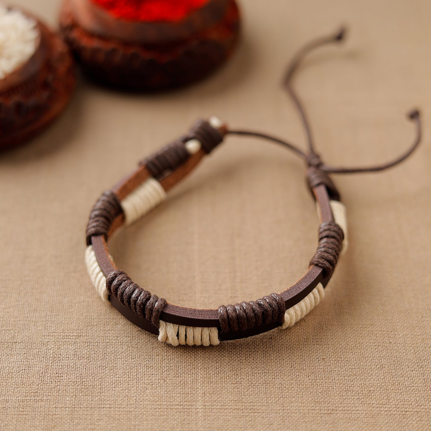 Handmade Leather Bracelet Rakhi 39