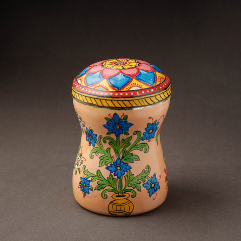 Peach Kavad Handpainted Stainless Steel Multi Utility Canister