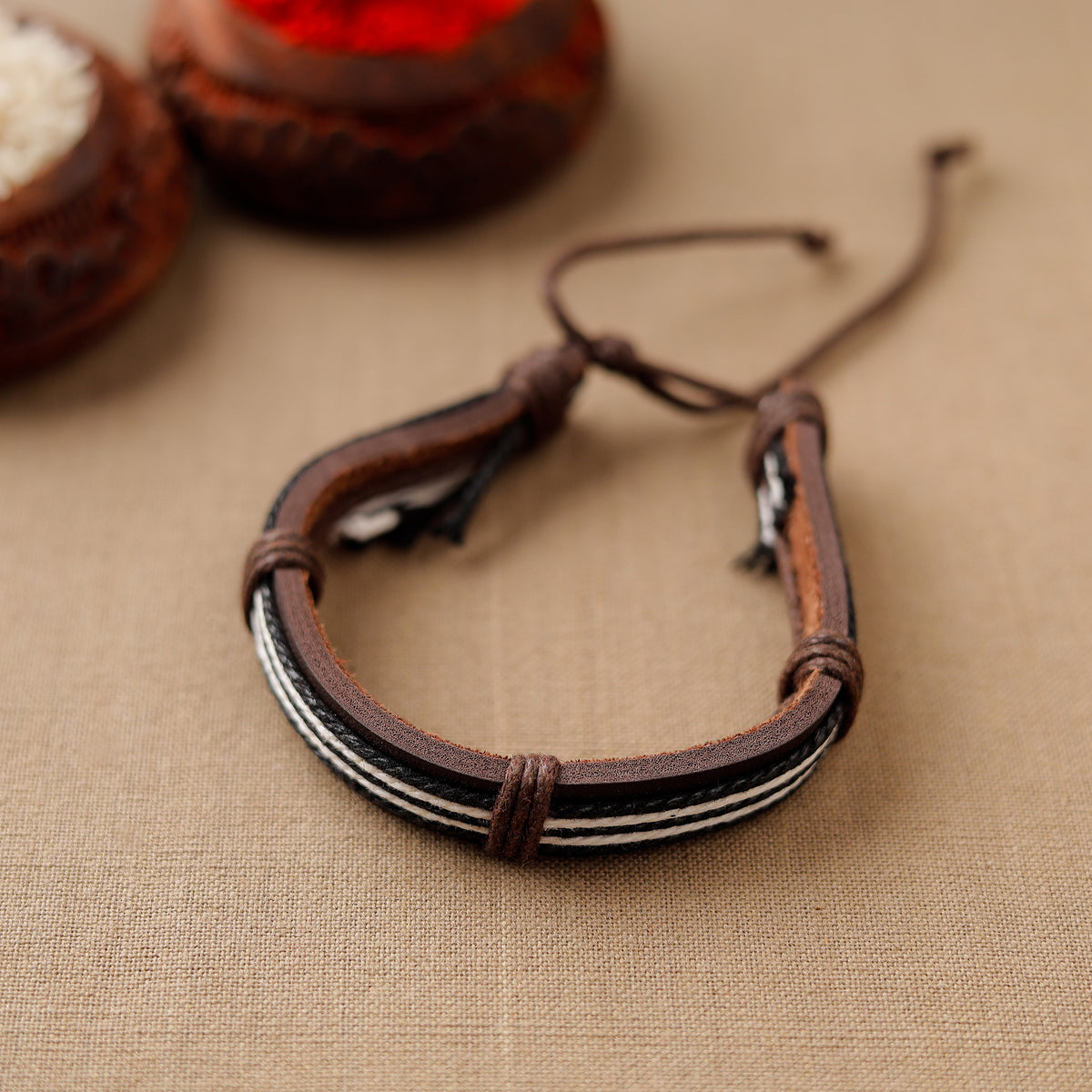 Handmade Leather Bracelet Rakhi 48
