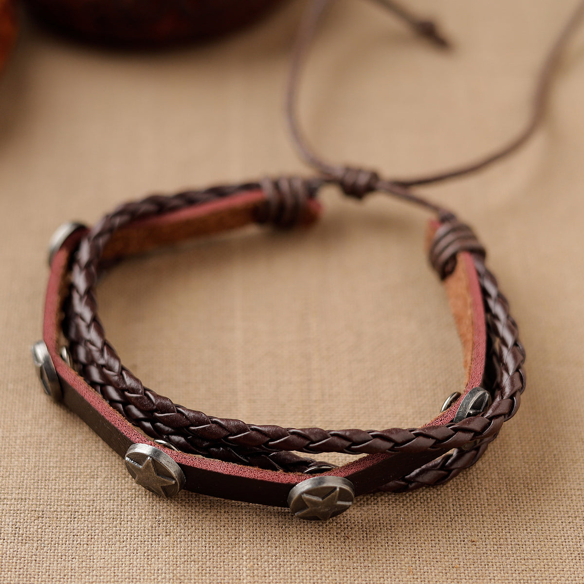 Handmade Leather Bracelet Rakhi 54