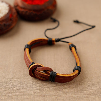 Handmade Leather Bracelet Rakhi 57