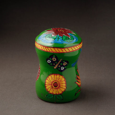 Green Kavad Handpainted Stainless Steel Multi Utility Canister