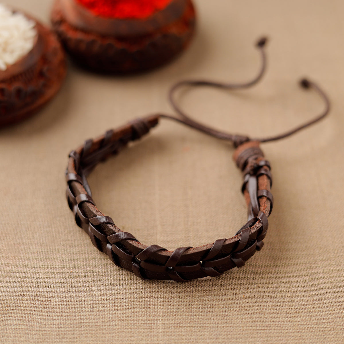 Handmade Leather Bracelet Rakhi 63