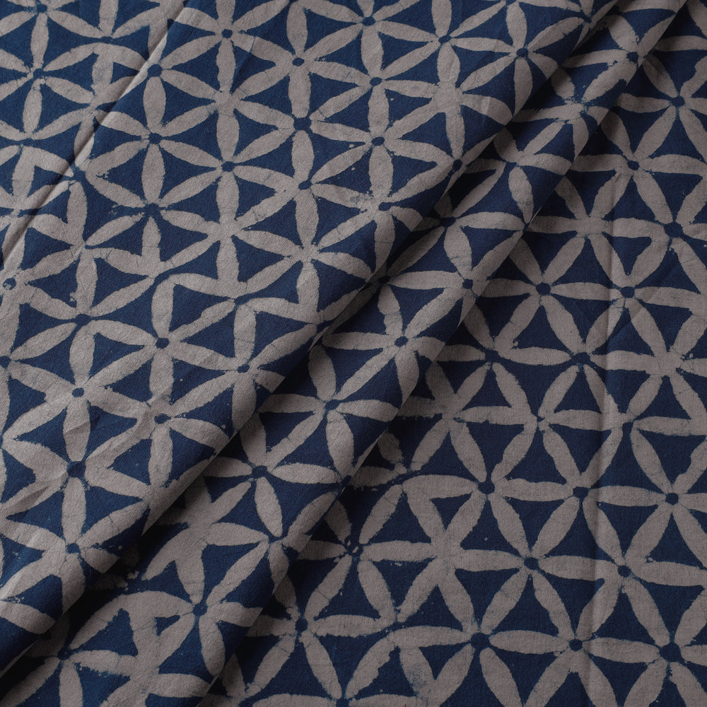 Blue - Pipad Block Printed Cotton Fabric