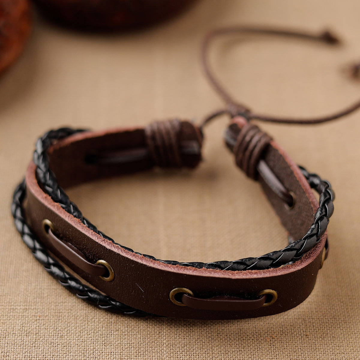 Handmade Leather Bracelet Rakhi 68