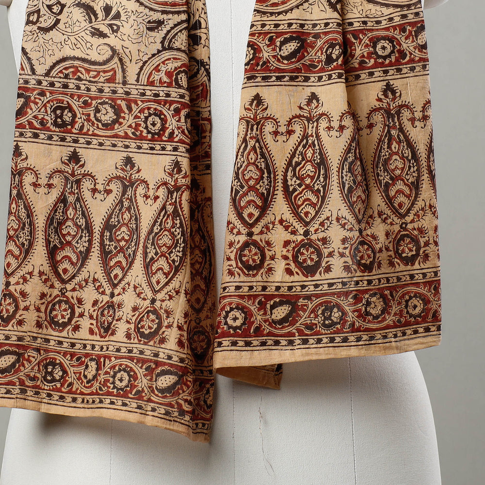 Beige - Pedana Kalamkari Block Printed Cotton Stole