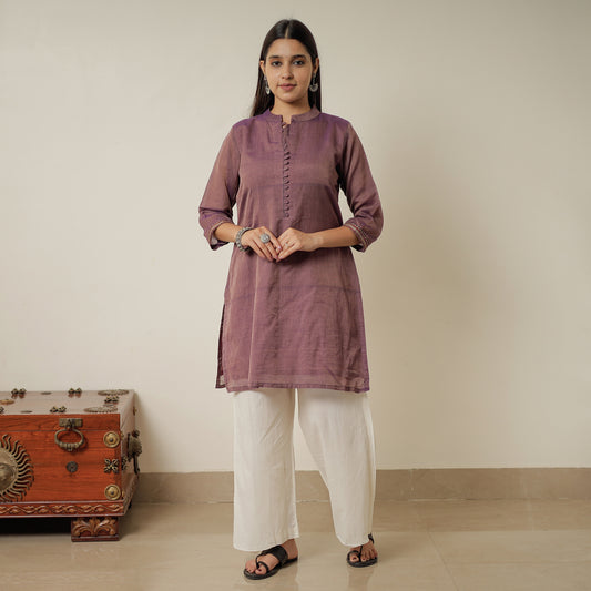 Purple - Dharwad Mercerised Cotton Short Kurta 23