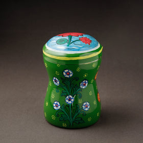 Green Kavad Handpainted Stainless Steel Multi Utility Canister