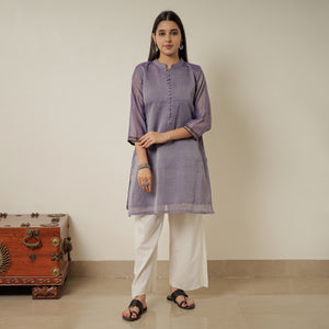 Purple - Dharwad Mercerised Cotton Short Kurta 20